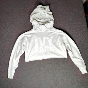 Adidas Ivy Park X Crop Hoodie Sweatshirt Womens Size XS Pale Mint Green Grunge